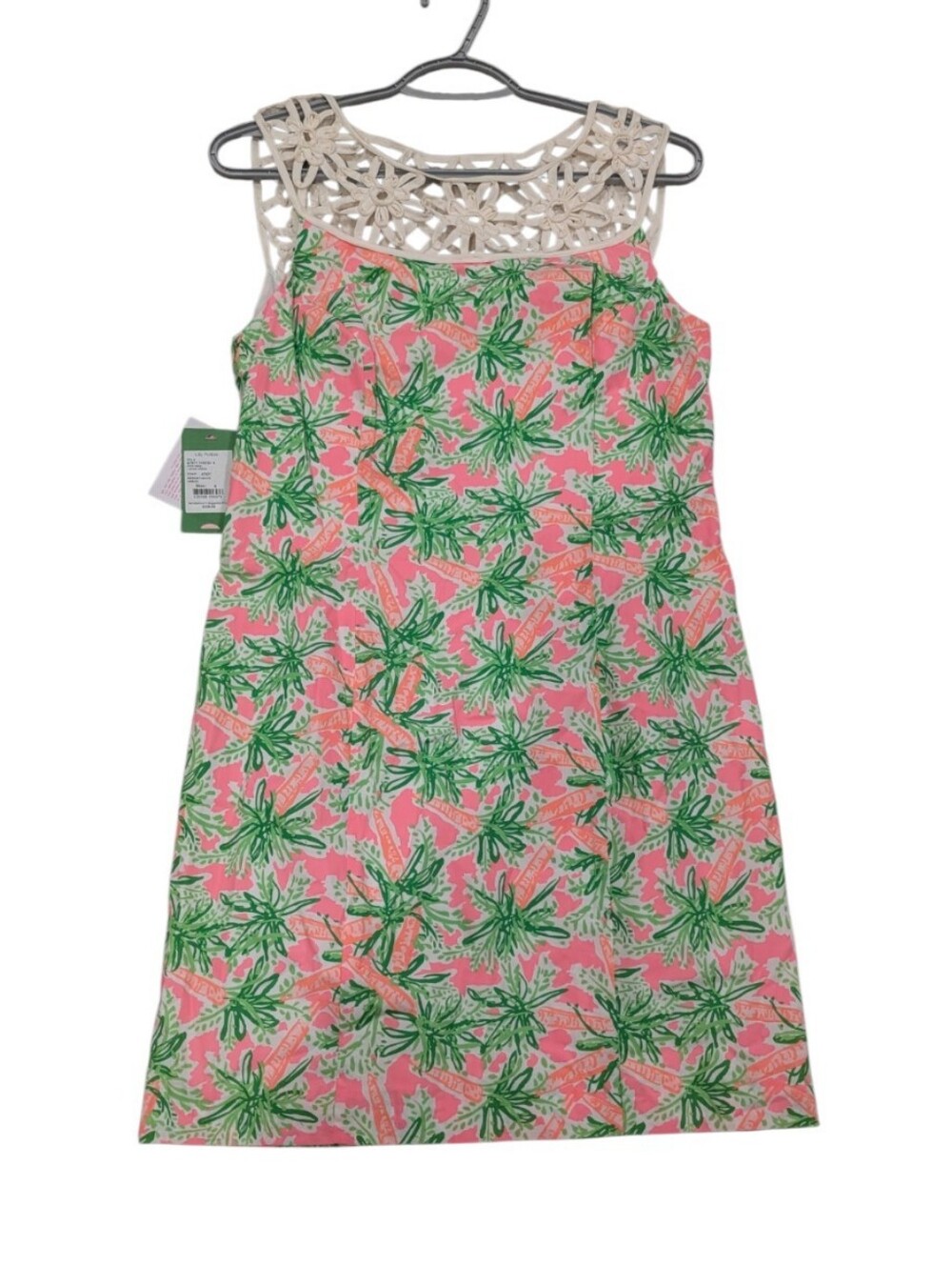 NWT Lilly Pulitzer Lacina Dress Nibbles Pink Green Palm Carrot Lace Shift size 6